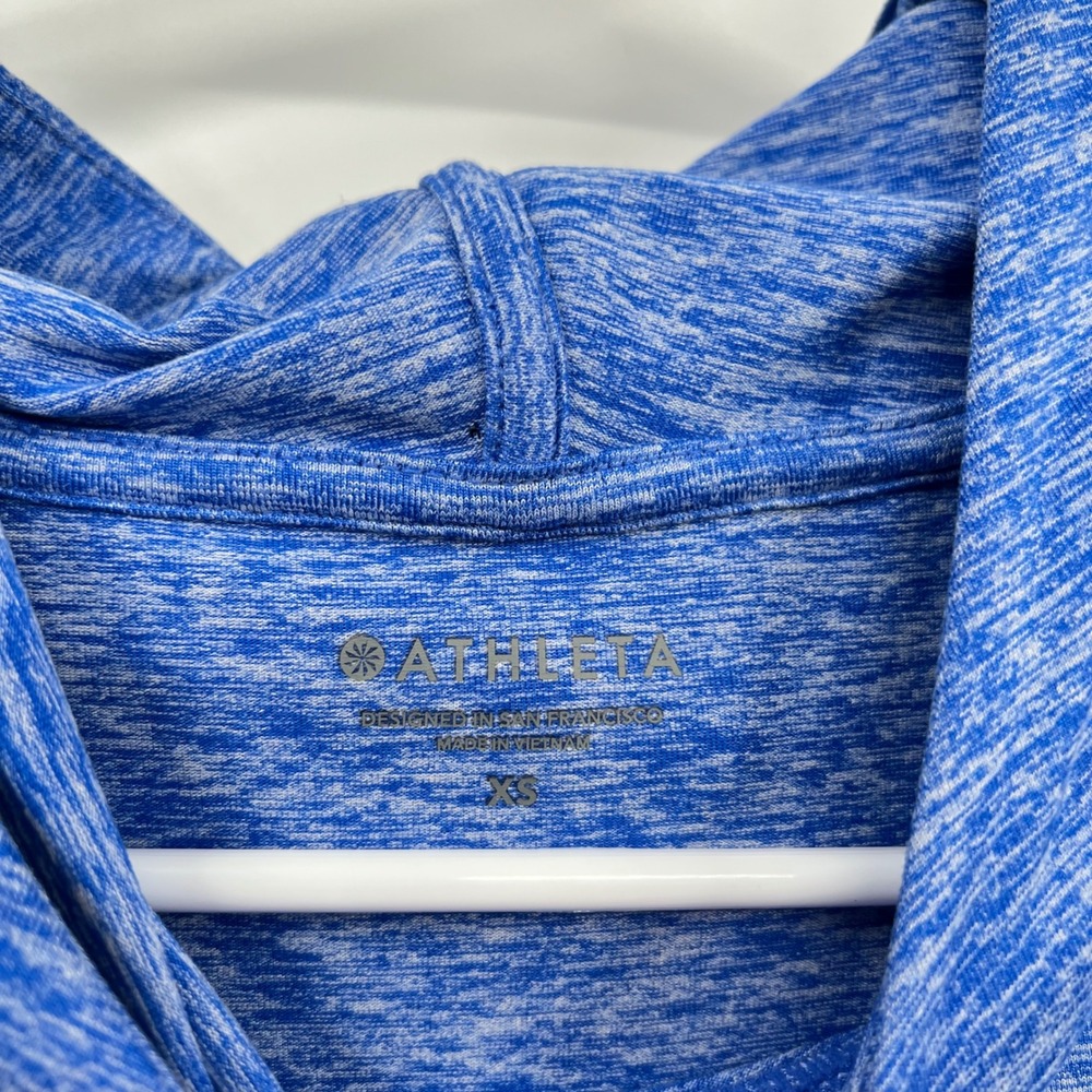 Athleta Blue Heathered Pullover Hoodie Thumbholes Casual Athletic Womens XS